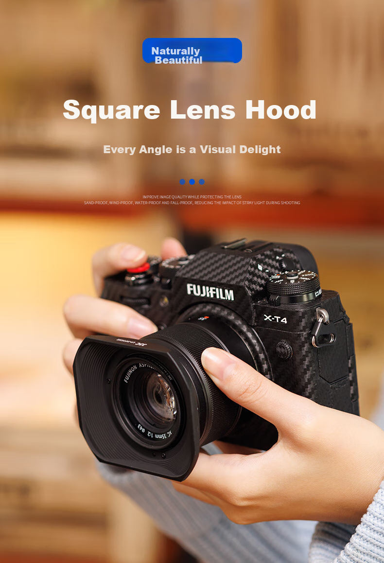JJC Lens Hood for Fuji XF 23 F2 R, XF 35 F2 R WR 43mm Lens, Compatible with X-T3 And XT-30 Mirrorless Cameras, Square Shape (Random Delivery of New Or Old Version) 2
