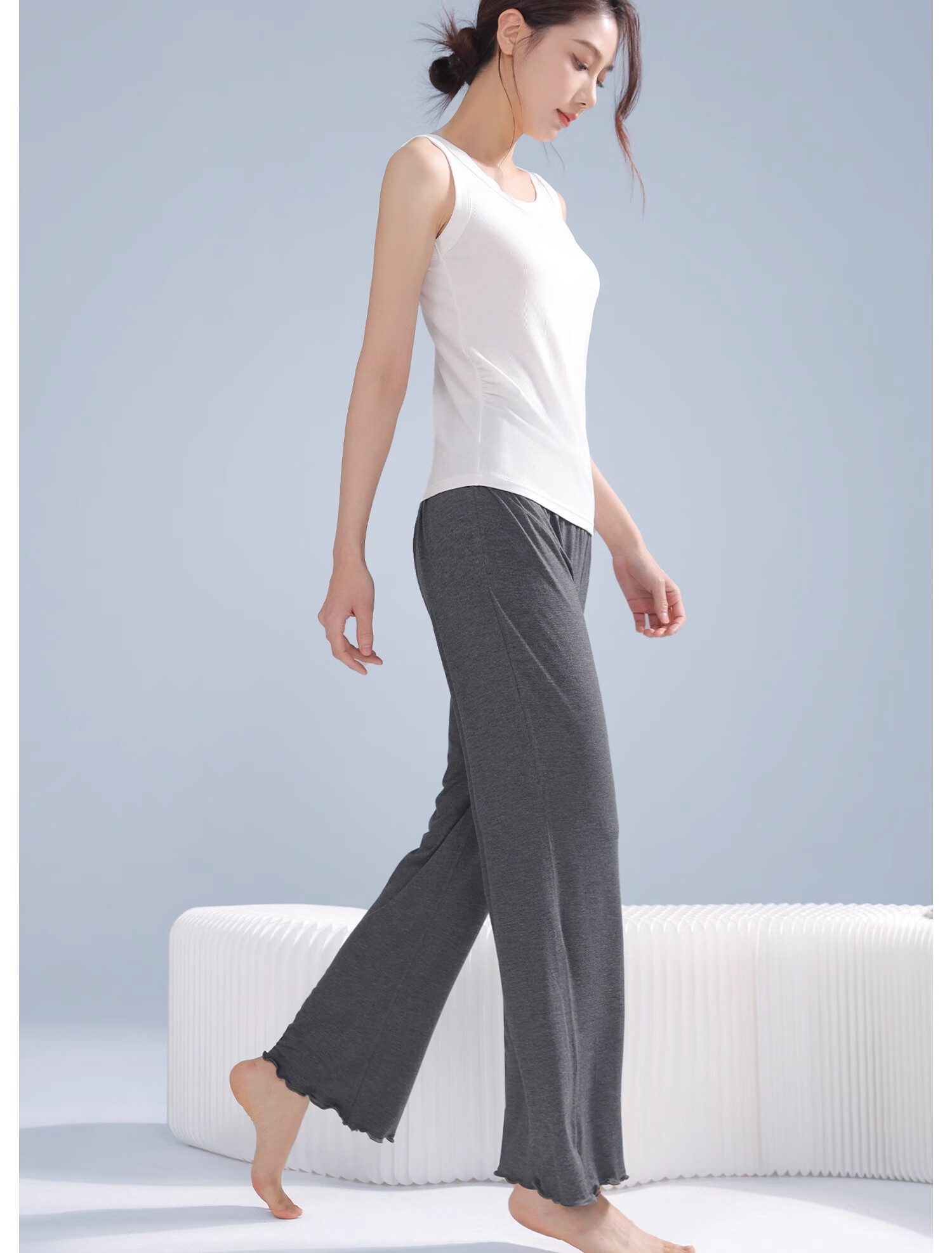 FENYE Maternity Sleep Pants Summer Thin Soft Modal Home Pants Adjustable Pajama Pants Green L 17