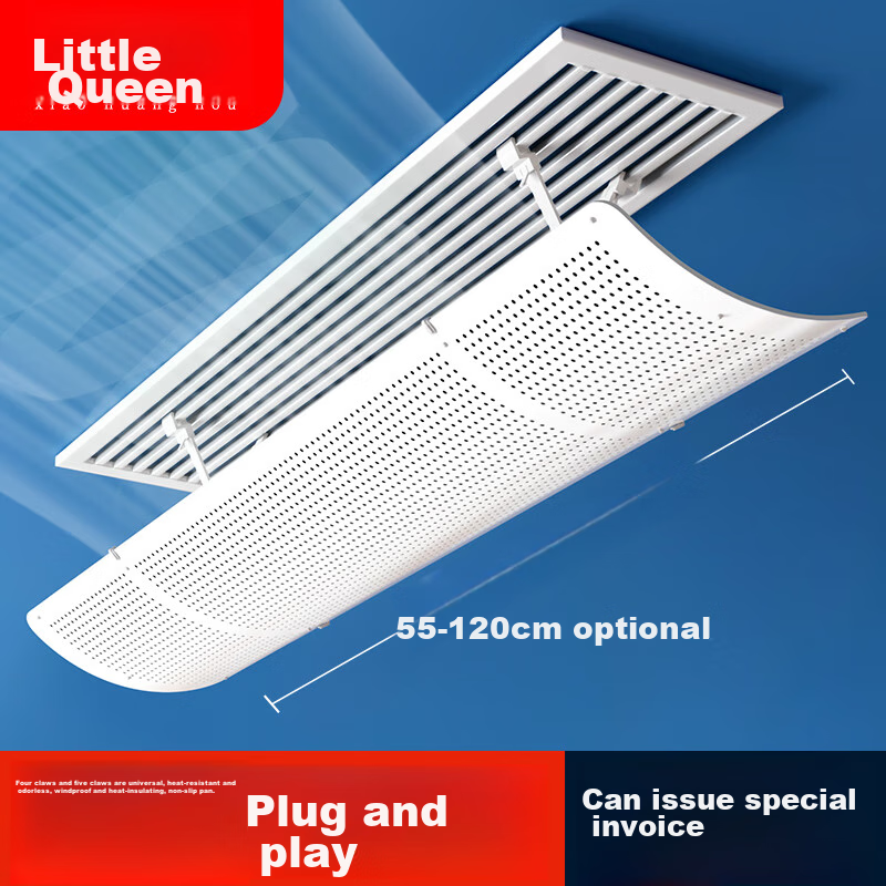 XIAOHUANGHOU Central Air Conditioning Wind Deflector, Anti-Direct Blowing No-Drilling Water Condensation Design, Gentle Wind Guide Cover, 90cm