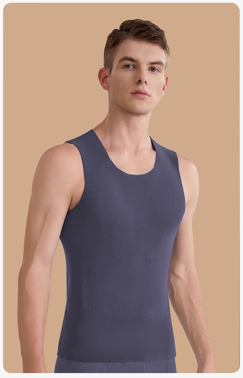 LangSha Thermal Undershirt for Men, Wool And Silk Patch Fleece, Slim Fit Seamless Sleeveless Undershirt, Base Layer, 2-Pack 20