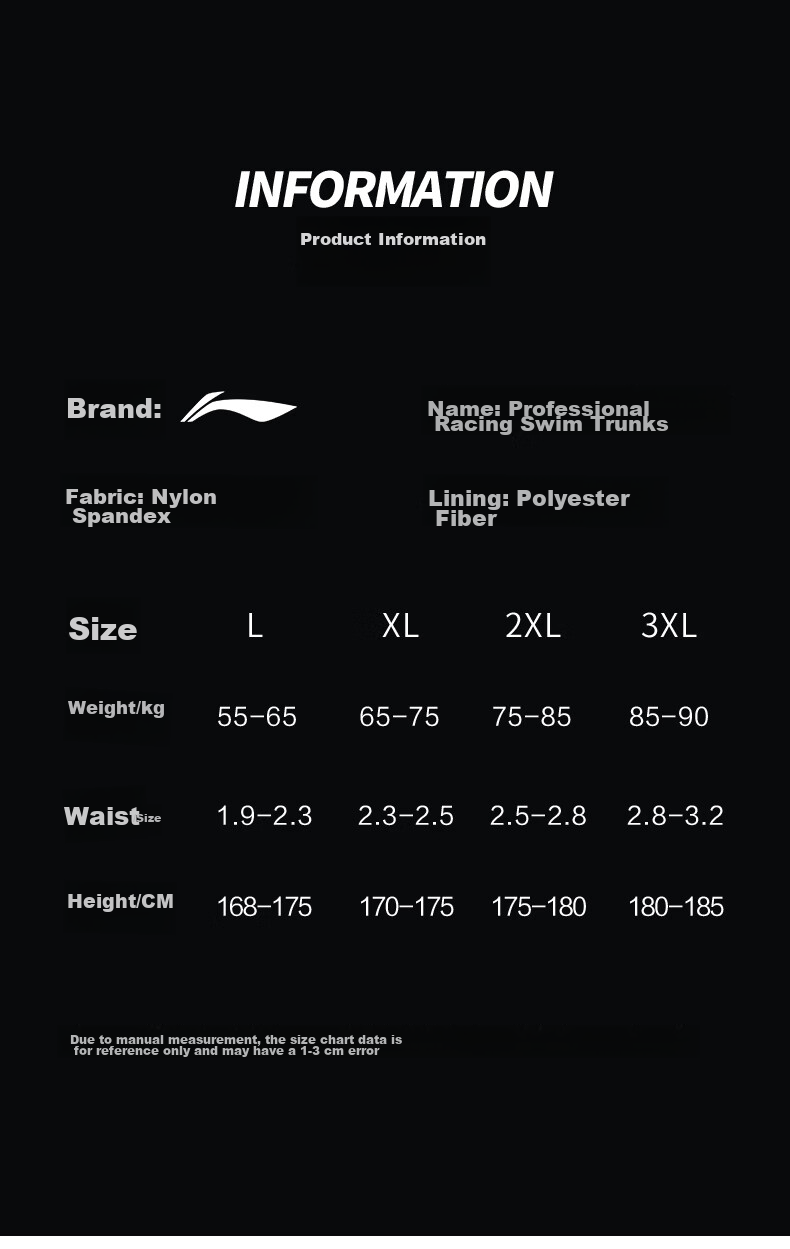 Li-Ning Swimming Trunks, Goggles, Swim Cap, Five-Piece Set for Men, Swimming Trunks, Swimming Goggles, Swimming Equipment, LN55-169, Black, Size L 5