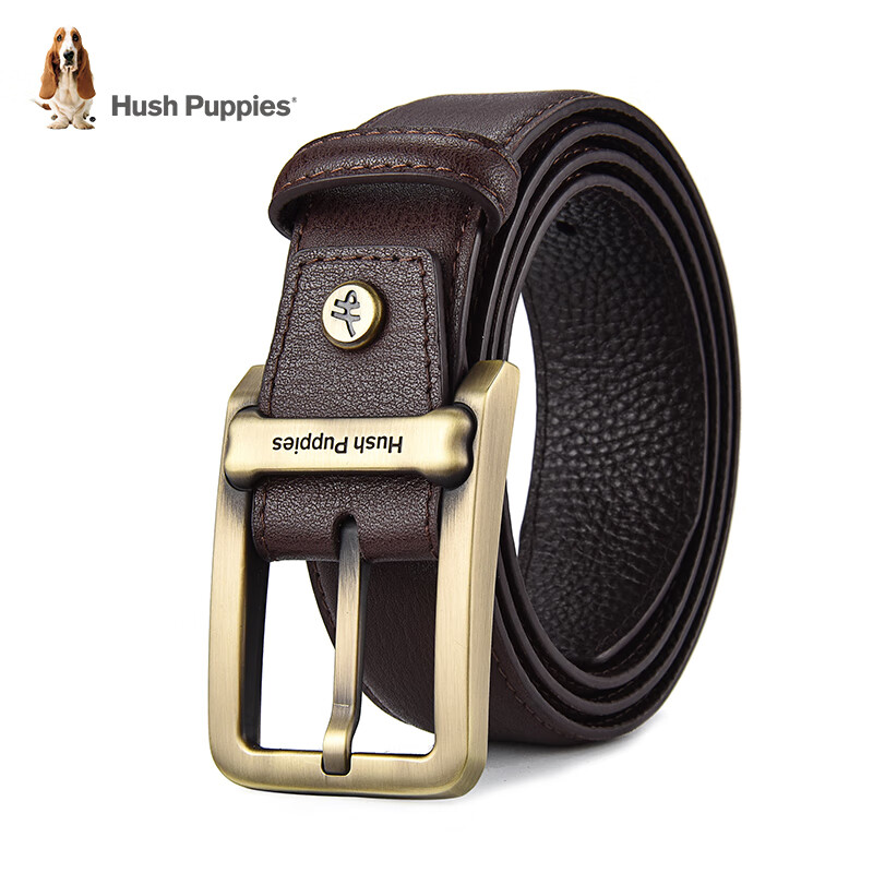 Hush Puppies Leather Belt for Men, Pin Buckle Casual Versatile Waistband, Simple Denim Belt with Gift Box, Birthday Present for Boyfriend