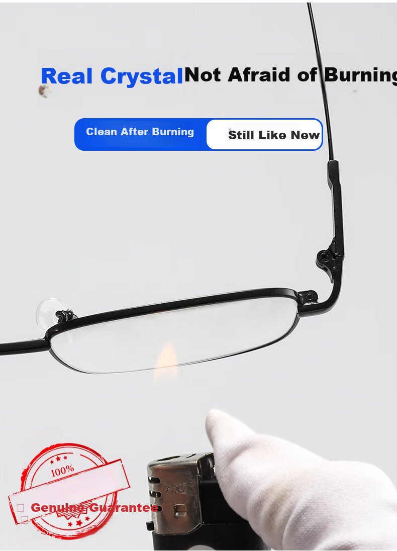 LESCA LUNETIER Pure Titanium Natural Crystal Reading Glasses for Men, Crystal Stone Glasses, High-Definition Ultra-Light Donghai Elderly Brand High-Quality Genuine Product 6