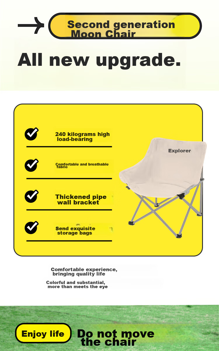 TAN XIAN ZHE Outdoor Folding Chair, Camping Moon Chair, Portable Backrest Fishing Stool, Leisure Beach Lounge Chair, Director's Chair 2