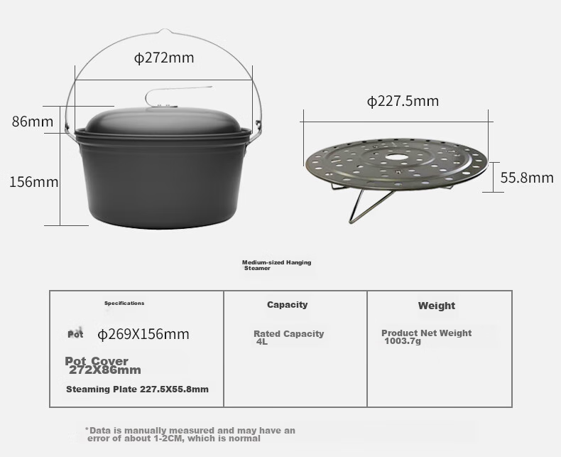 FIRE-MAPLE Mini Hanging Steamer Pot Outdoor Hanging Steamer with Steaming Tray Wild Camping Steam Cooker Single-Pot Soup Pot Hot Pot 4