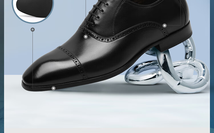Goldlion Men's Shoes, Fashionable Formal Wear, Stylish And Simple Leather Shoes, Comfortable And Durable Oxford Shoes, 56321052401A, Black, Size 37 1
