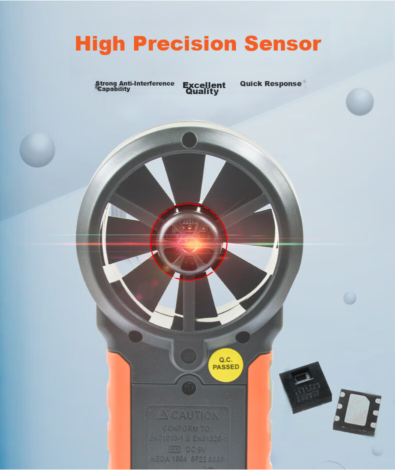 PEAKMETER PM6252B Handheld High-Precision Anemometer with Digital Display for Air Flow Measurement, Temperature And Humidity Testing, And Wind Speed Meter 10