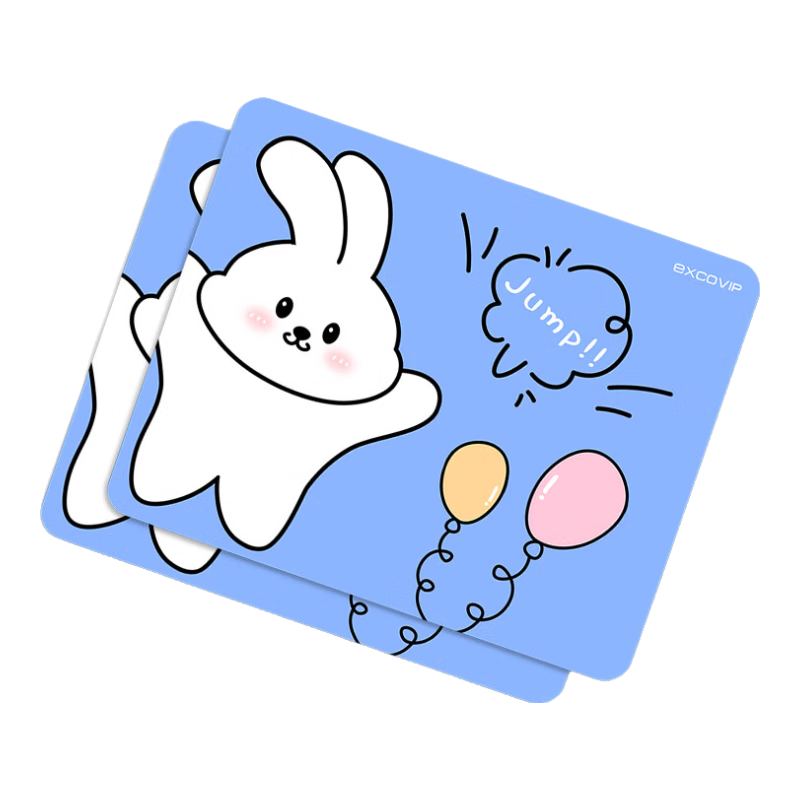 EXCO 2-Piece Set, Jumping Rabbit Mouse Pad, Small Cute Cartoon Anime Laptop Office Student Desk Pad, Self Mouse Pad, Ying0283