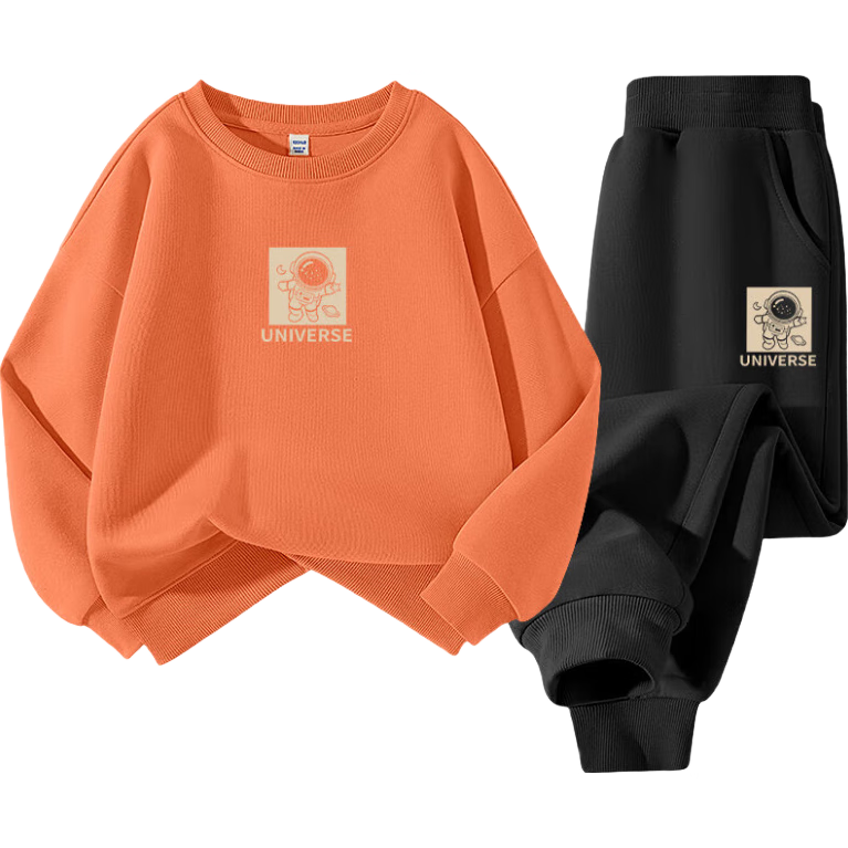 Jeanswest Boys' Spring 2026 Children's Sports Set Spring Casual Clothes Big Kids Crewneck Sweatshirt and Sweatpants Two-Piece Set