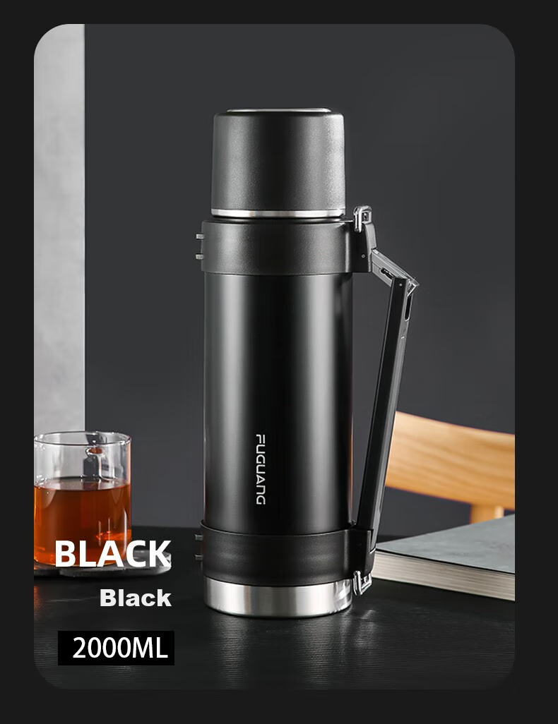 Fuguang Insulated Bottle, Stainless Steel Large Capacity Thermos, Car-Mounted Vacuum Outdoor Travel Kettle, Hot Water Bottle, Thermos Cup, 2000ML 14