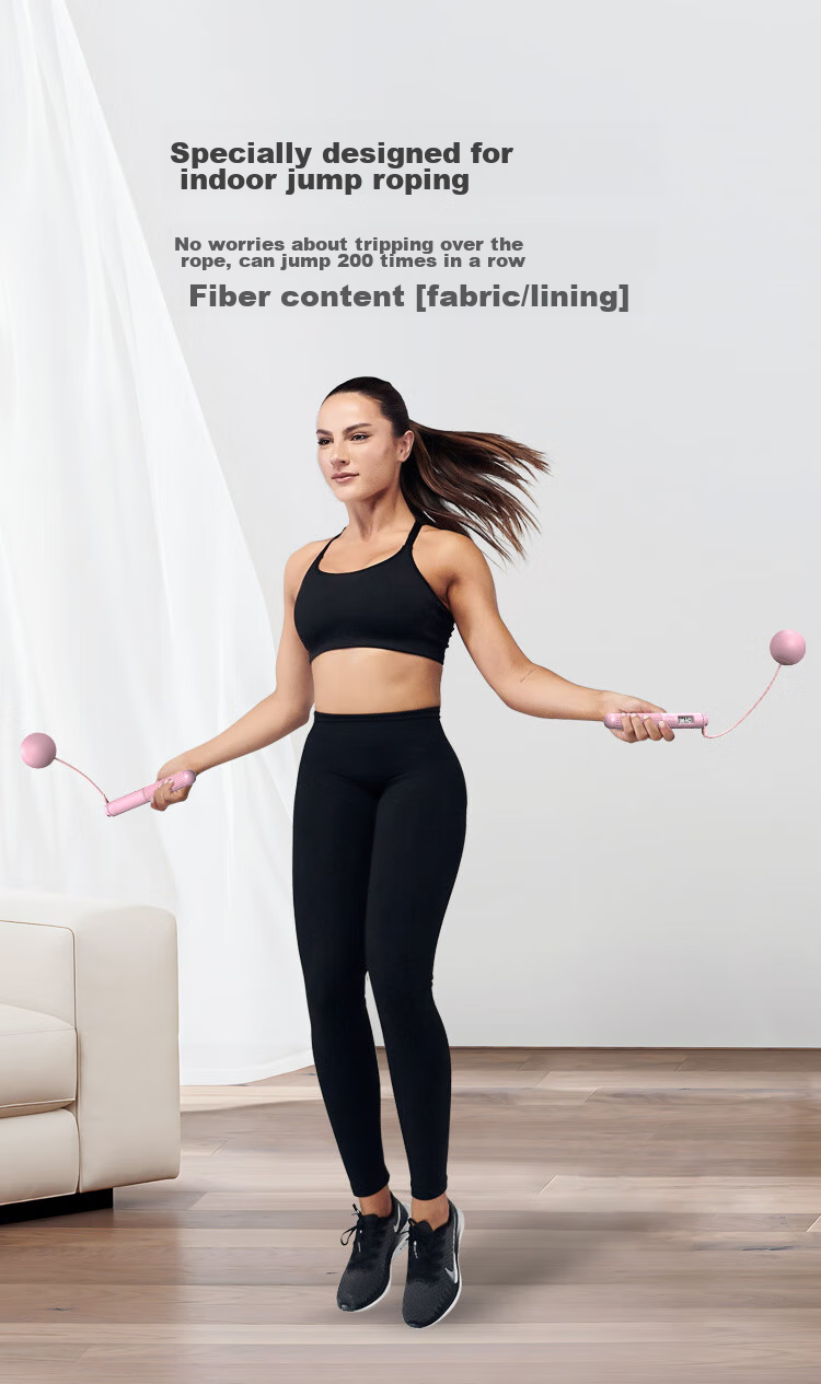 JD Original, Large Ball Ropeless Jump Rope, Adult Counting Weighted Weight Loss Children Primary And Secondary School Students Exam Steel Wire Speed Competition, Pink 6