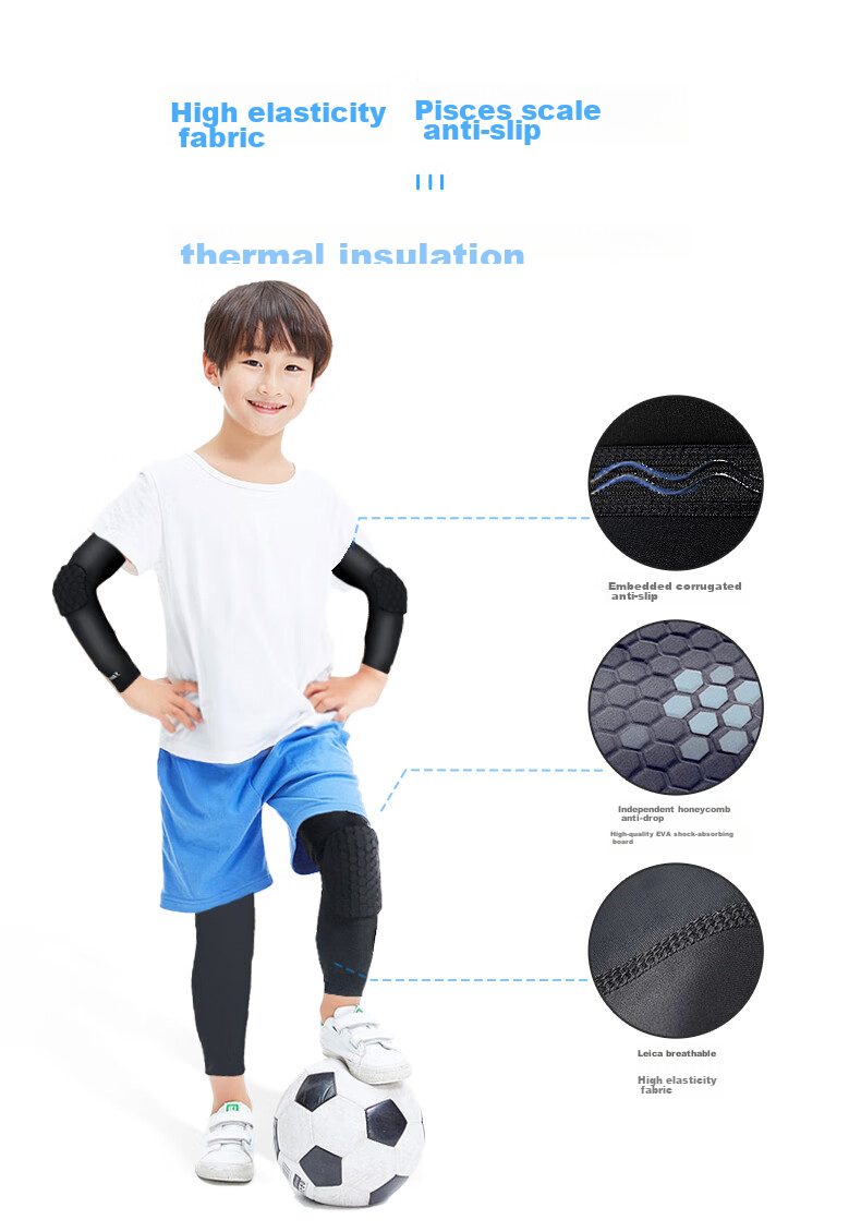 TEEIS Children's Knee Pads, Breathable Basketball Protective Gear, Anti-Fall Sports Knee Brace for Boys, Professional Honeycomb Impact Protection Equipment, Specialized Gear, Size L 5