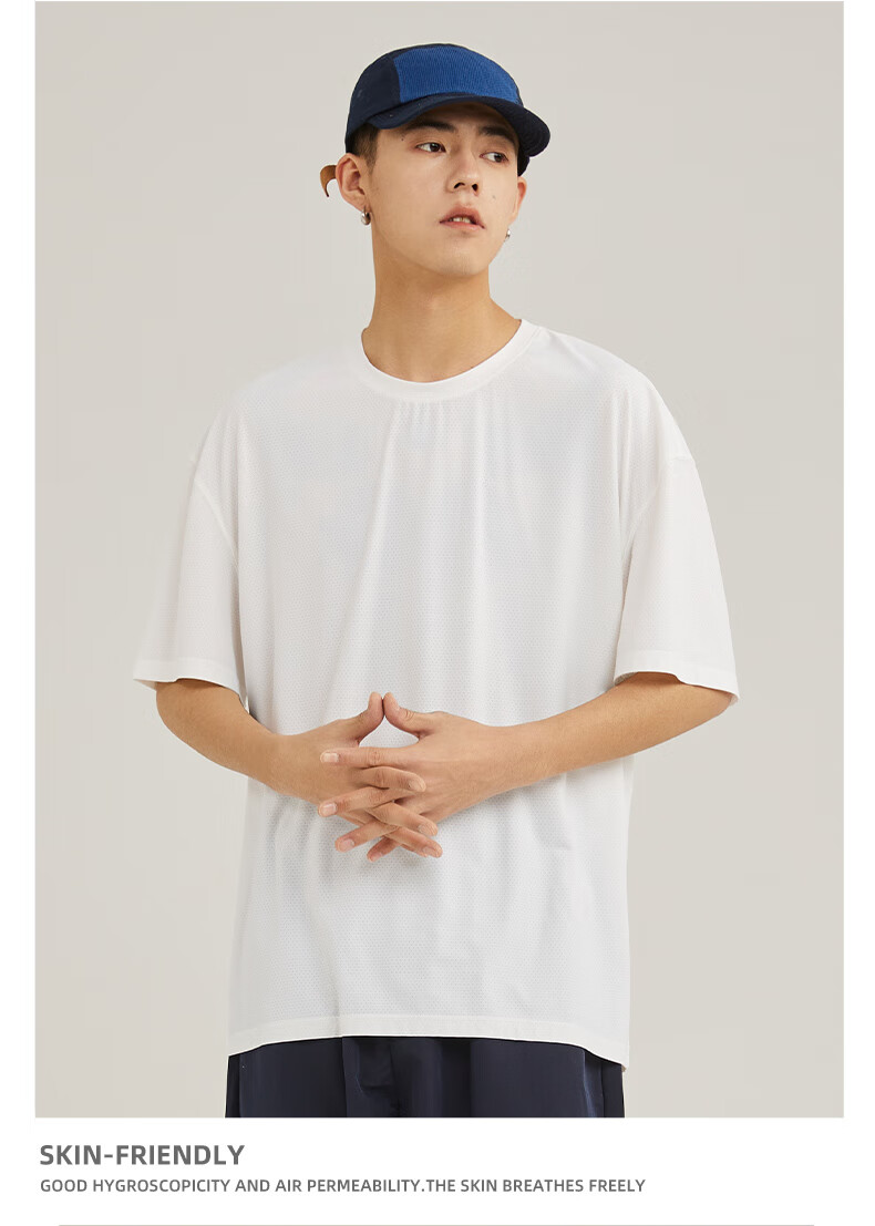 JEANSWEST LIFE Summer Lightweight Ice Silk Breathable Quick-Dry Men's Sports Set Short Sleeve T-Shirt and Shorts Two-Piece Set 7