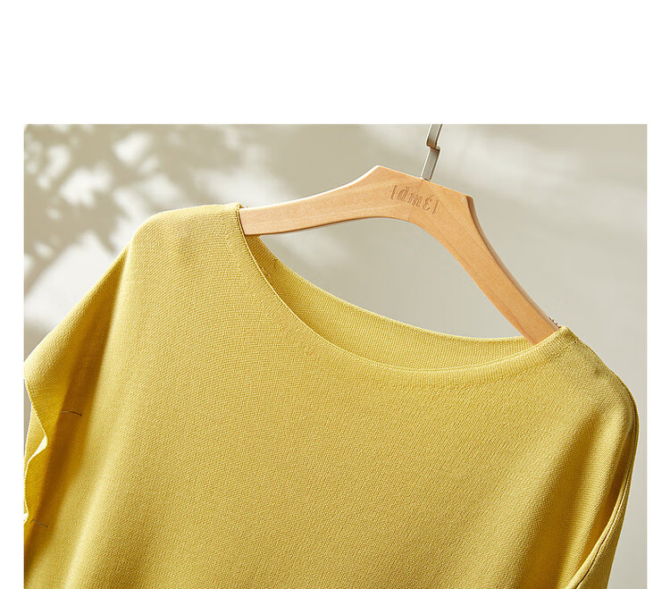 Dme [One-Word Collar Knit Top], Summer Elegant Batwing Sleeve Short-Sleeve Knit Sweater, Women's Blouse 14