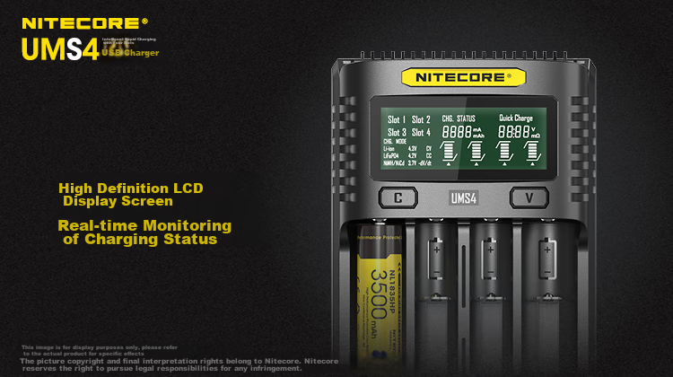 NITECORE UMS4 Smart 4-Slot Charger, 21700 Lithium Battery Repair And Activation, 18650 Battery Charger 5