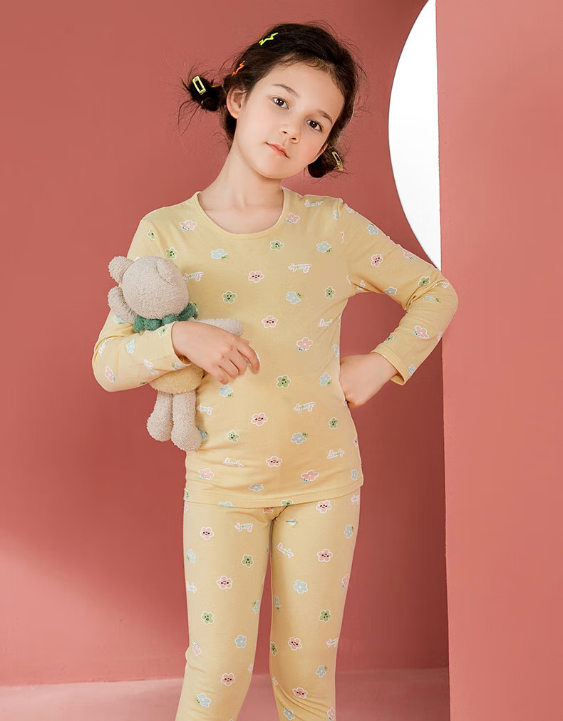 Fenteng Children's Thermal Underwear 7A Antibacterial Long Sleeve Pullover Autumn Pajama Set for Older Kids 47