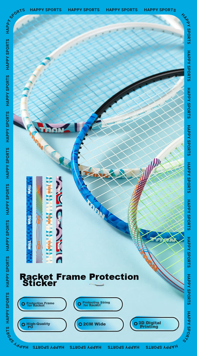Taan Badminton Racket Protective Edge Tape, Anti-Abuse, Anti-Line Breakage, Anti-Scratch Frame, Racket Head Sticker, C29 Deep Blue 2/green 2 1
