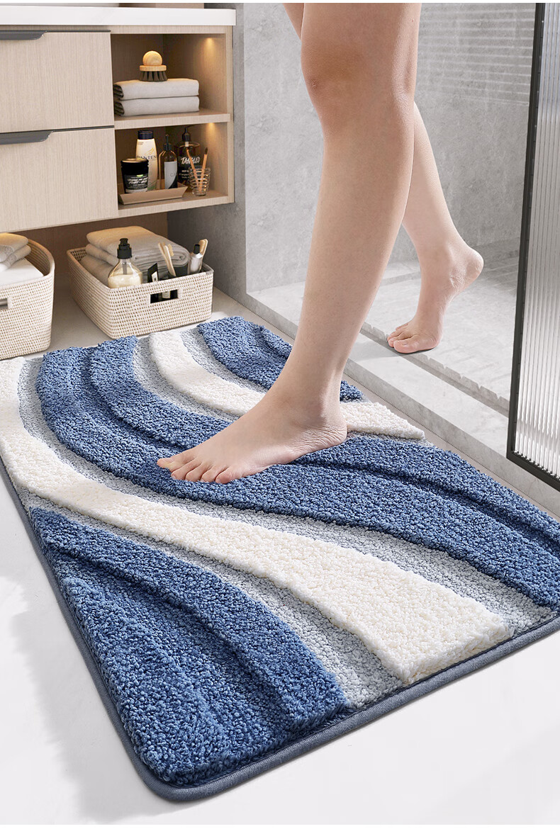 Da Jiang Bathroom Mat Toilet Bath Door Water Absorption Non-Slip Flocked Bathroom Floor Mat 40x60cm 12