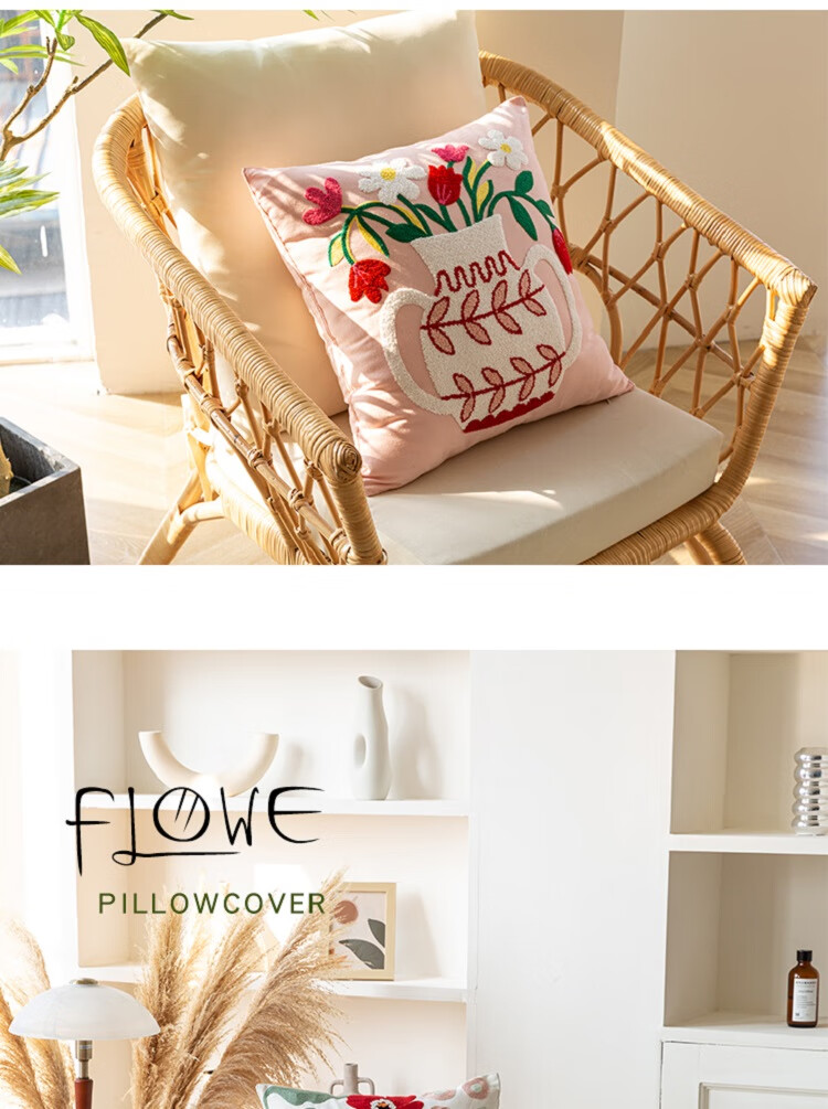 Fanyejia American Floral Pillow Cover without Insert, for Living Room Sofa Car Cushion, 3D Textured Backrest, Office Pillow Cover 8