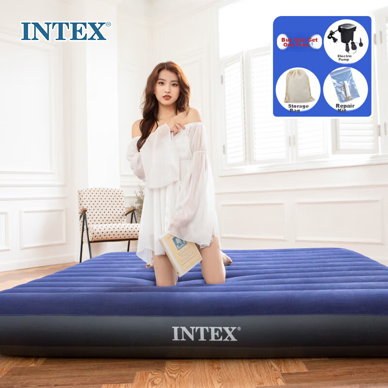 INTEX Inflatable Bed Tent, Outdoor Camping Double Air Mattress, Home Nap Folding Bed, 64755