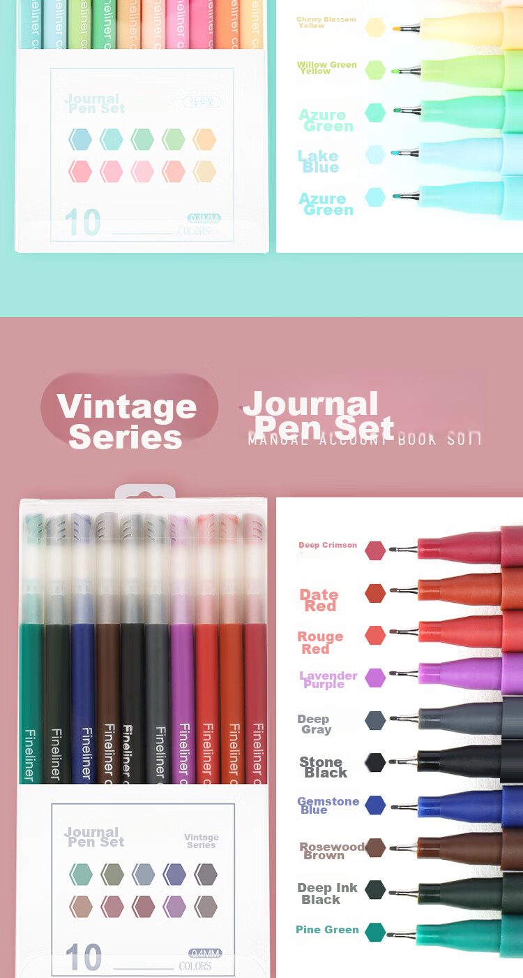 MINGMA 10-Pack Colorful Gel Pens, 10 Colors Quick-Drying Journaling Pens Stationery Set 0.4mm Student Note-Taking Pens Cute Multi-Color Markers Vintage Color Scheme 6