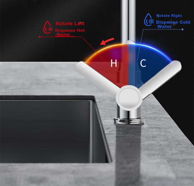 ZUNCHI Kitchen Faucet, Stainless Steel Hot And Cold Dishwashing Sink Basin, 360° Rotating Anti-Splash Household Tap, 2056B 17