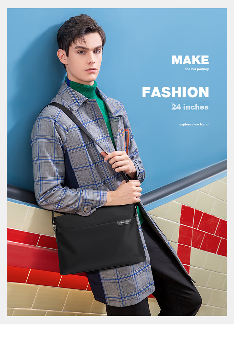 GOLF Men's Nylon Water-Resistant Shoulder Bag, Large Capacity Crossbody Bag, Casual Trendy Lightweight Fashionable Satchel 1