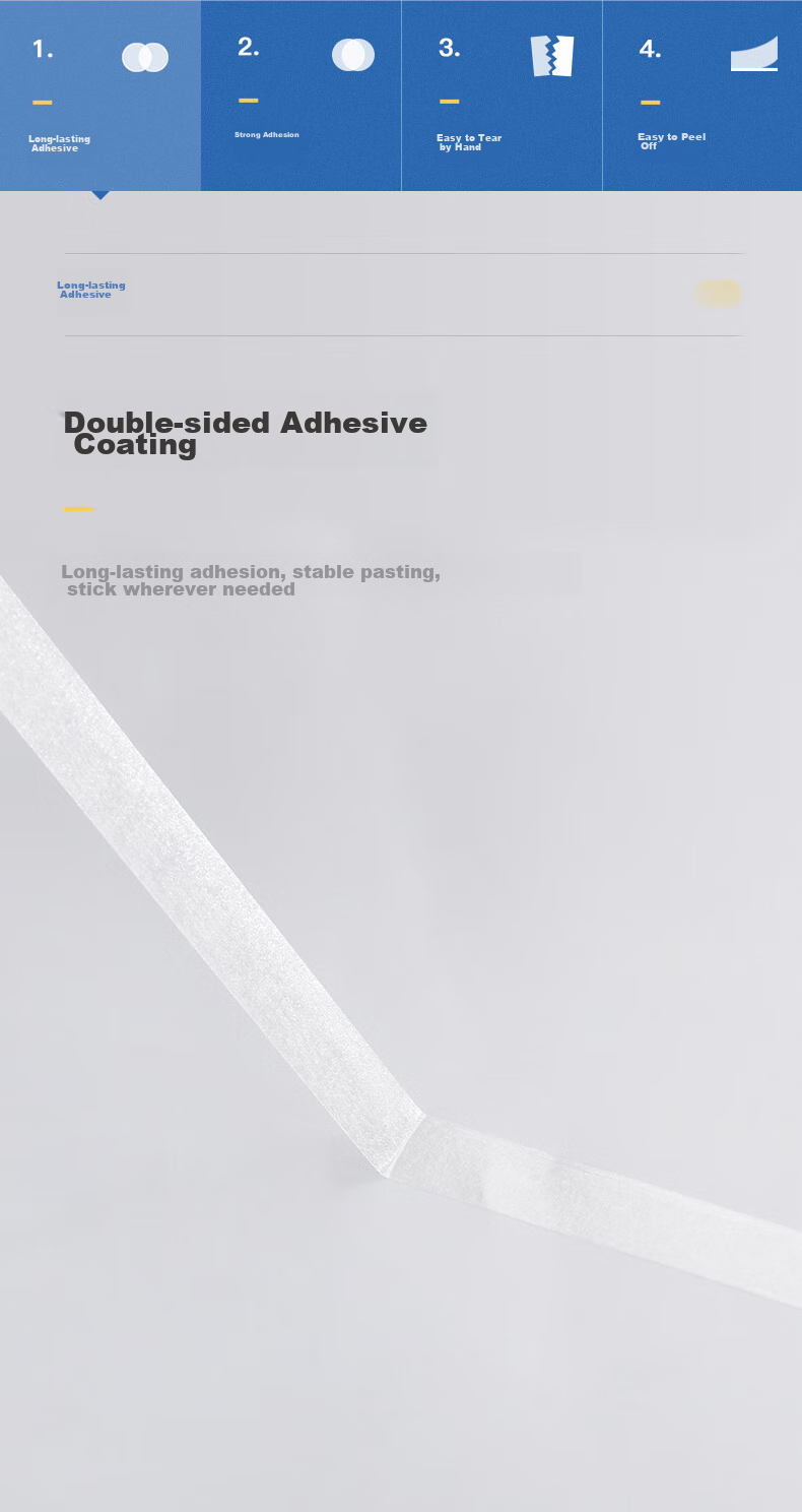 Master Package Double-Sided Tape, 5mm*50m*5 Rolls, Strong High-Adhesive Double-Sided Tape, Easy to Tear And Peel for Children's Crafts, No Trace Wall Sticker, Specialized Double-Sided Tape for Spring Festival Couplets 3