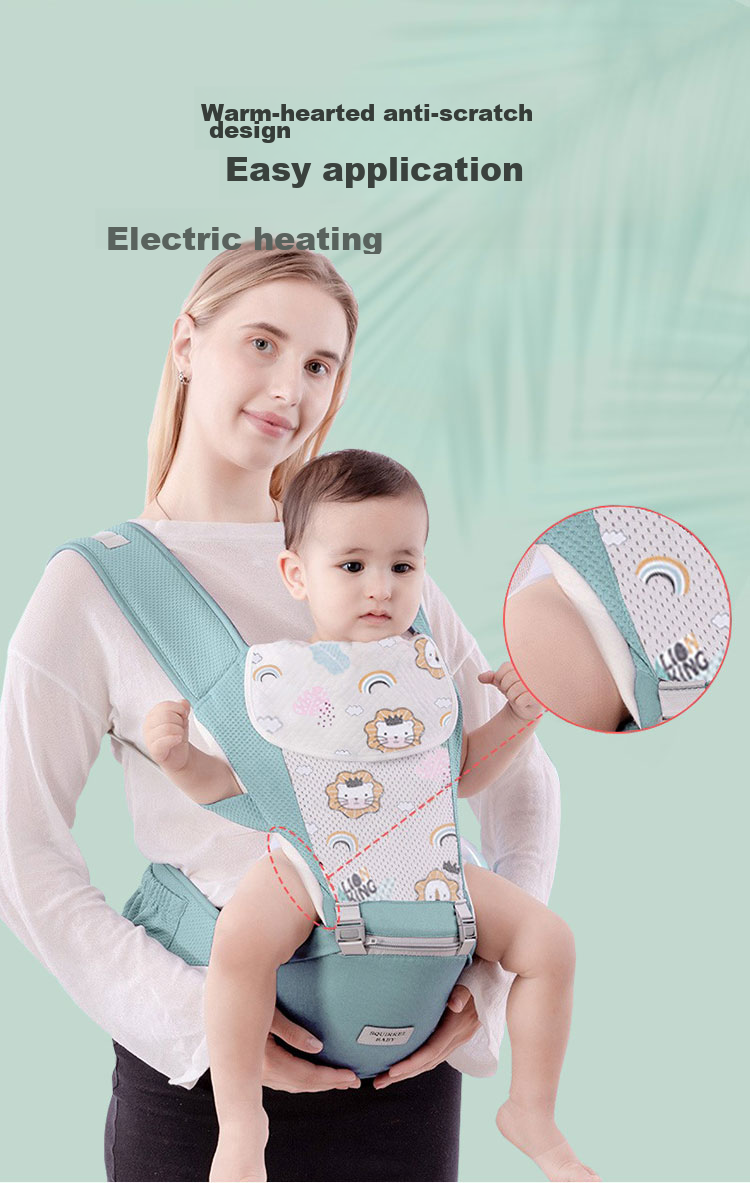 Aibaoshi Baby Carrier Waist Stool, Front And Cross-Carrier Style, Multifunctional, Breathable, Thin, with Head Protection, Detachable, M181 Mint Gree 5