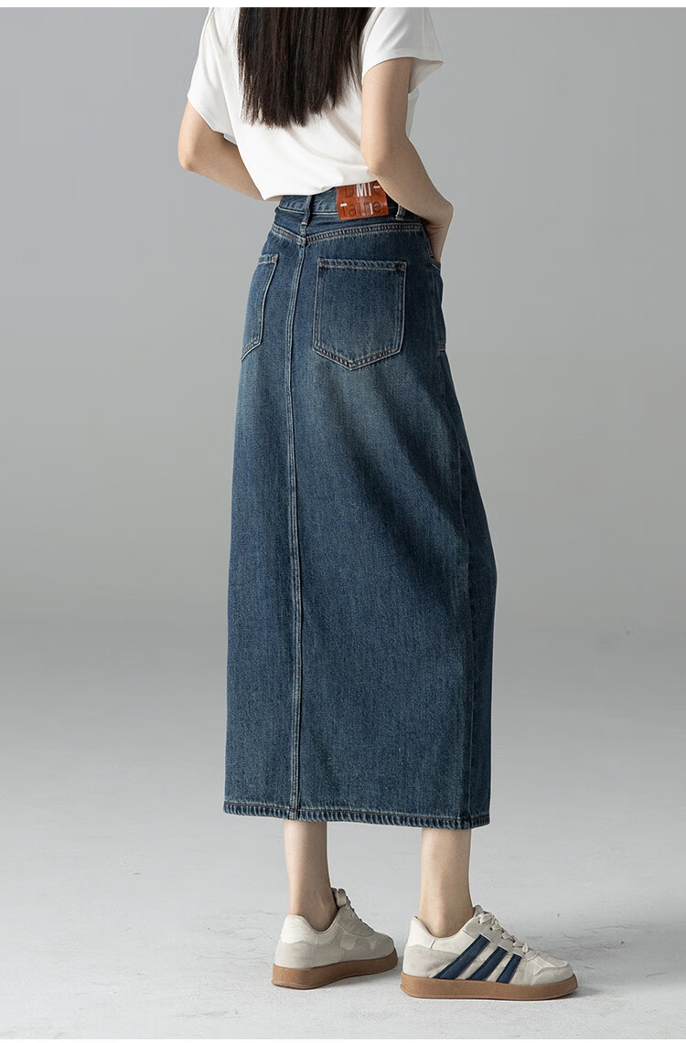 Dme [French Elegant] A-Line Slit Midi Skirt for Women, Spring And Autumn Style, Slimming High-Waist Mid-Length Skirt 18