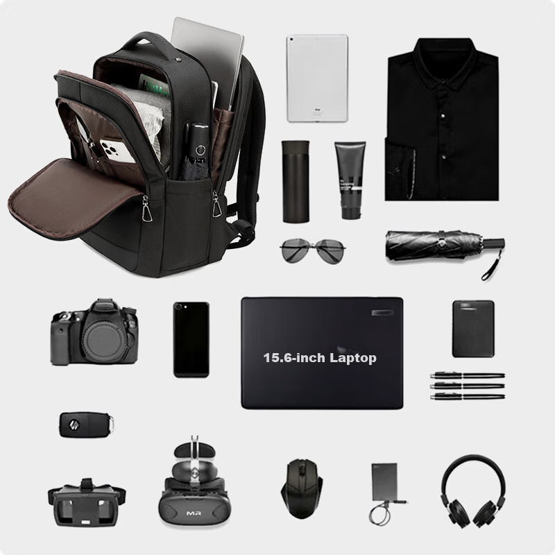 Edison Men's Backpack Business Travel Commute Laptop Bag Water-Resistant Backpack E02-2 Gray