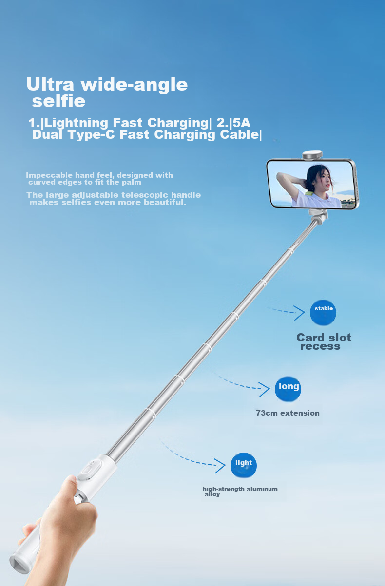 Feilipu [Mini Handheld Selfie Stick] 2026 New Portable Travel Outdoor Tripod, 360-Degree Rotation, Live Streaming Photography Vlog Multifunctional Selfie Gadget 5301 2