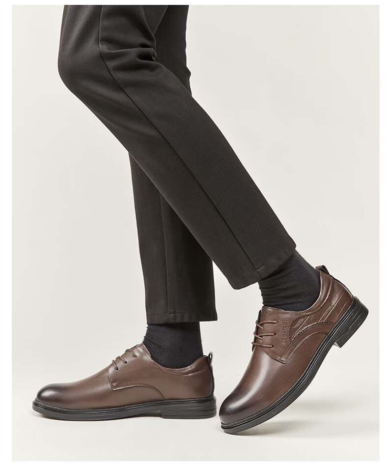 Huili Men's Leather Shoes, Spring Business Black Formal Shoes, Wear-Resistant Black Height-Increasing Shoes, Elegant Black - Standard Style, Size 44 2