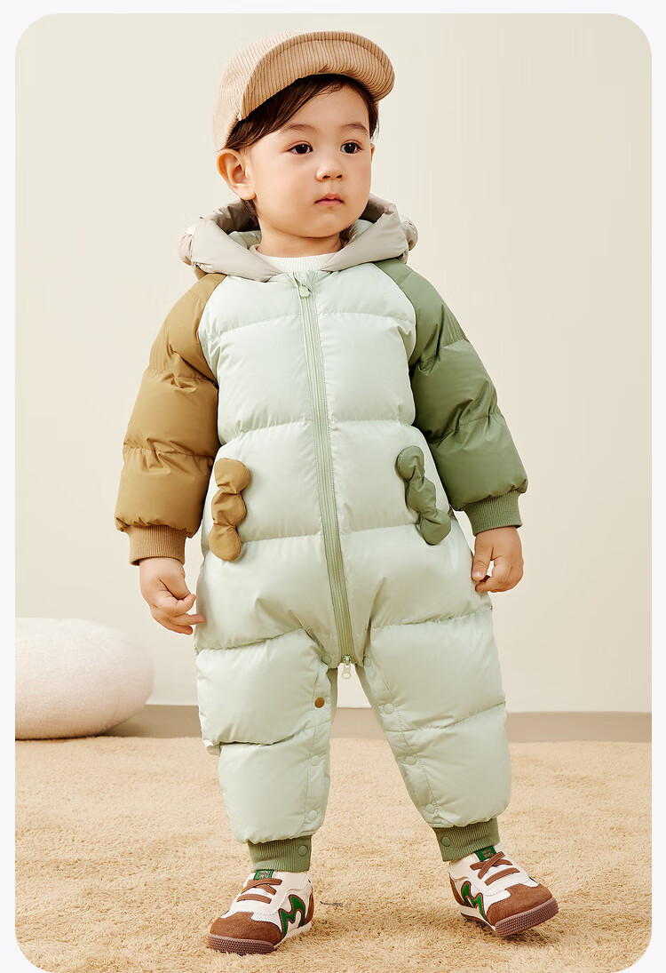 Minibala Newborn Baby down Jacket Onesie, Outdoor Wear for Boys And Girls, White Duck down Winter Coat 13