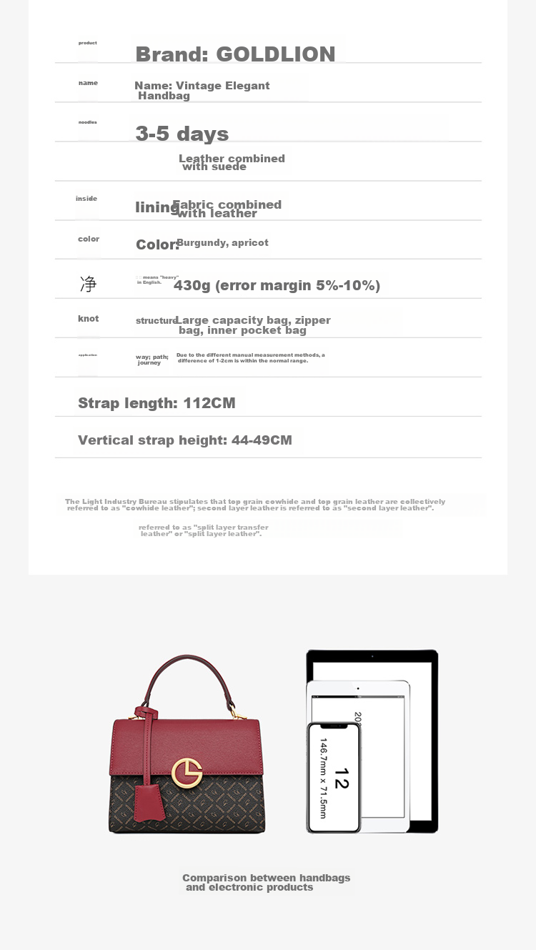 Goldlion Women's Handbag, Versatile Tote Bag, Small Square Purse for Women, Birthday Gift 14