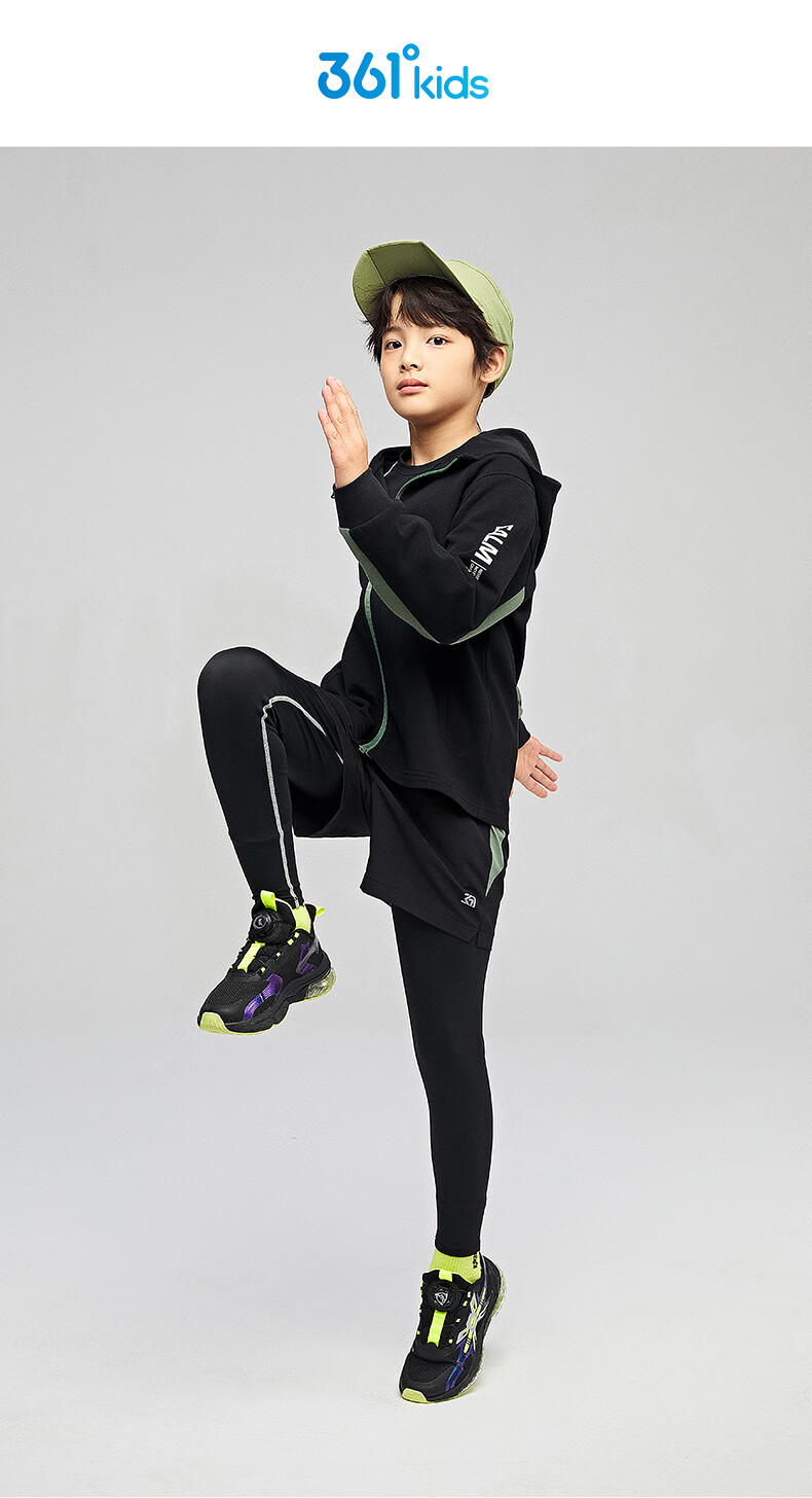 361° Children's Clothing, Boys' Hooded Knit Sports Jacket for Spring And Autumn, Orange, Size 150 1