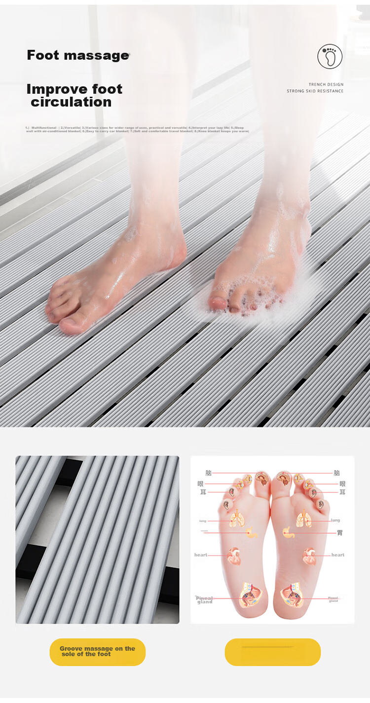 Huaxu Household Bathroom Non-Slip Mat, Shower Room Bathing Area Anti-Fall Floor Mat, Bathroom Washroom Toilet Water Barrier Waterproof Hollow Desig 13