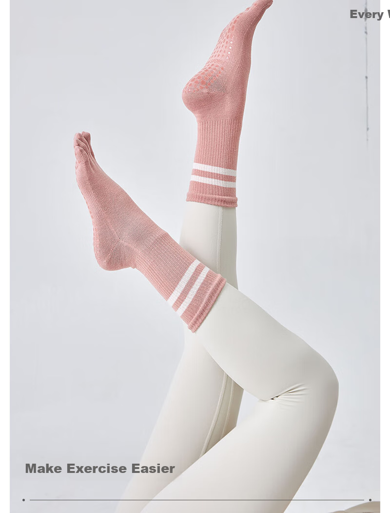 XUEXIMAN Yoga Socks for Women, Professional Non-Slip Mid-Calf Five-Toe Socks, Pilates Socks, Sports Anti-Slip Fitness Socks for Autumn And Winter 15