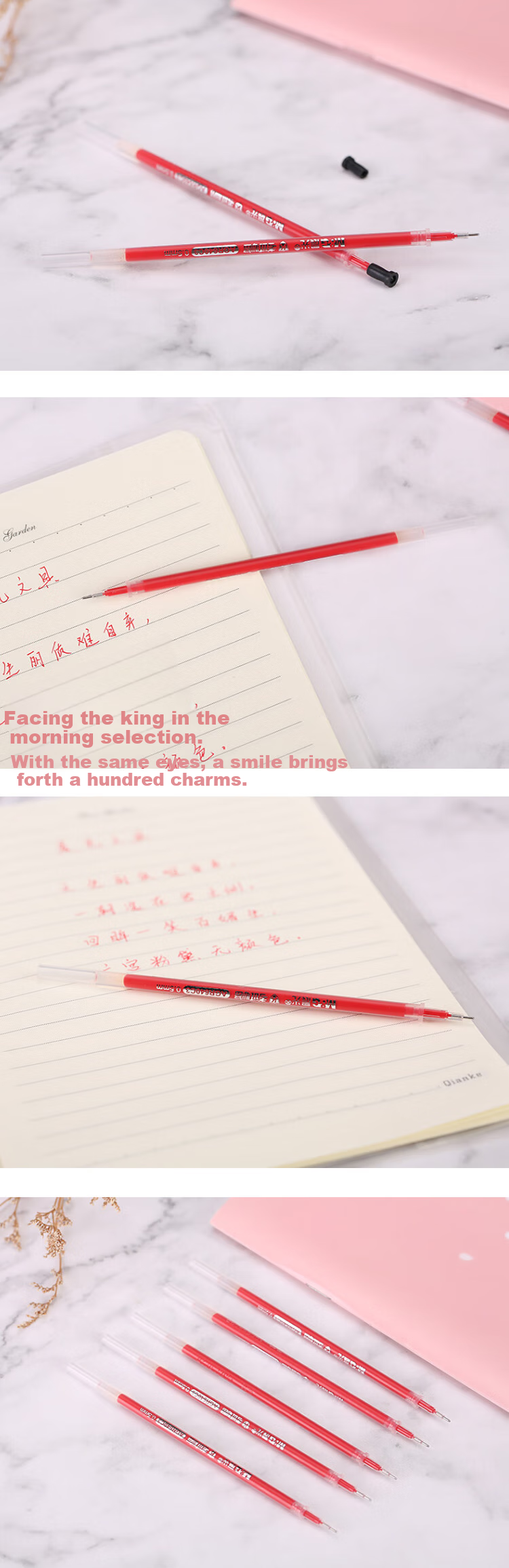 M&G Stationery, 0.5mm Red Gel Pen Refills, Student Exam Full Needle Tube Signing Pen Refills, Ink Pen Refills, AGR640C3C, Pack of 20 4