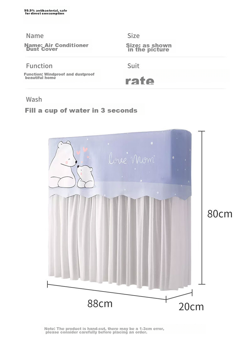 Keruier Air Conditioner Dust Cover, 1.5 HP Universal Dust Shield, Anti-Direct Blowing Wind Deflector, Windproof Curtain, No Need to Remove When Operating 4