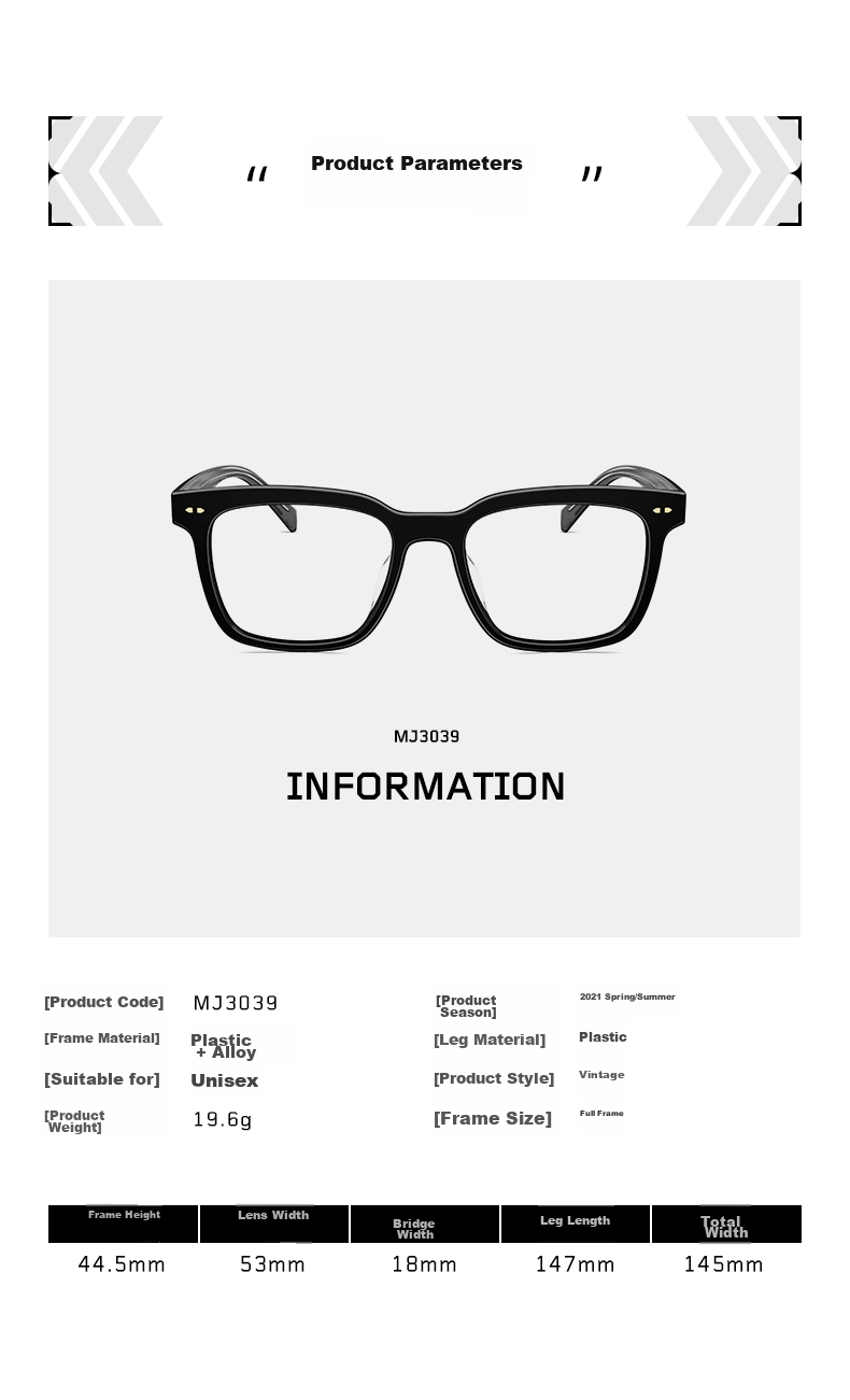 MOLSSION MOLSION Eyeglass Frames for Men And Women Students, Suitable for Myopia Lenses, MJ3039 4