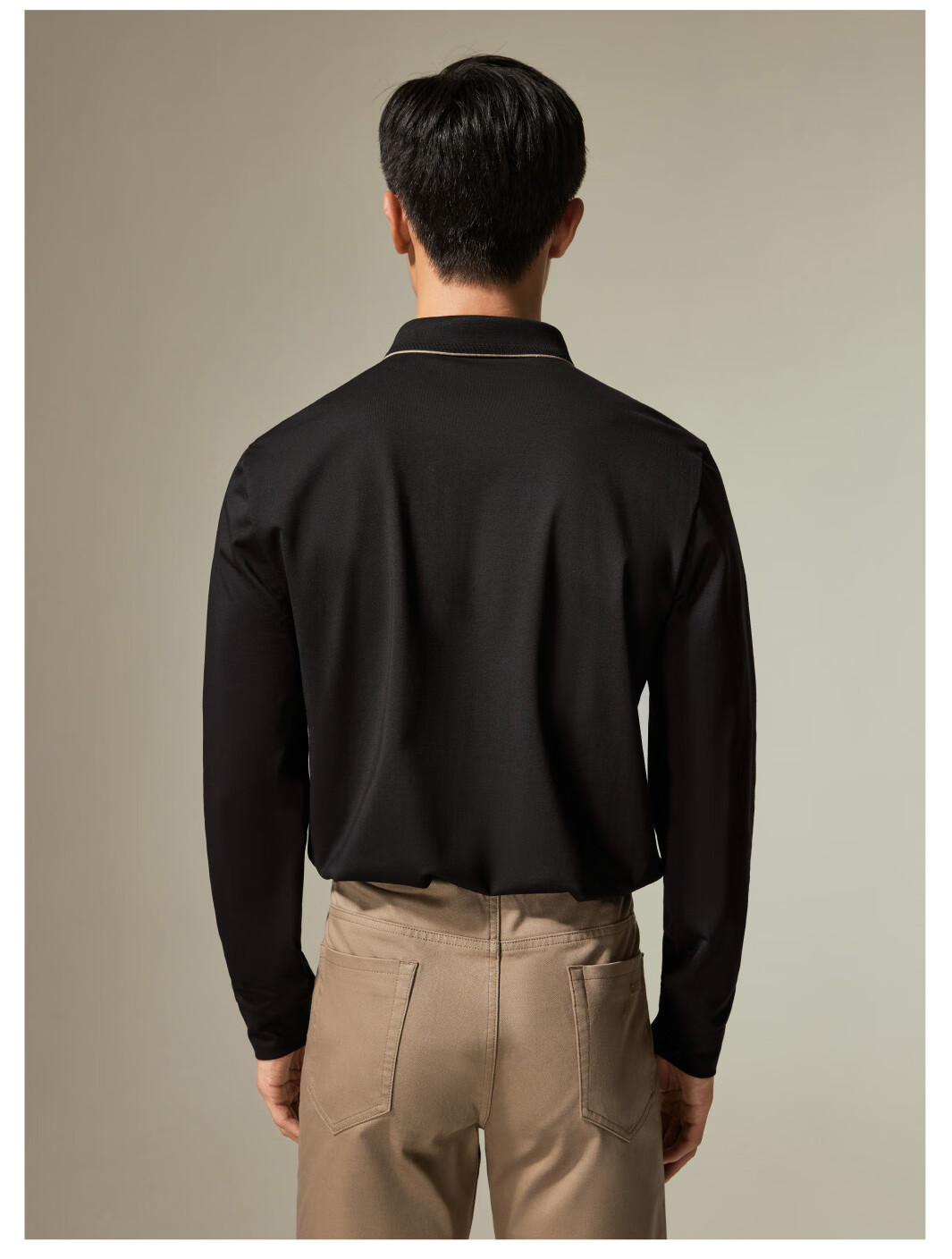 DIKENI Spring And Autumn Men's Lapel Long-Sleeve Knitted Business-Style Polo Shirt, Black, 2XL (54) 5