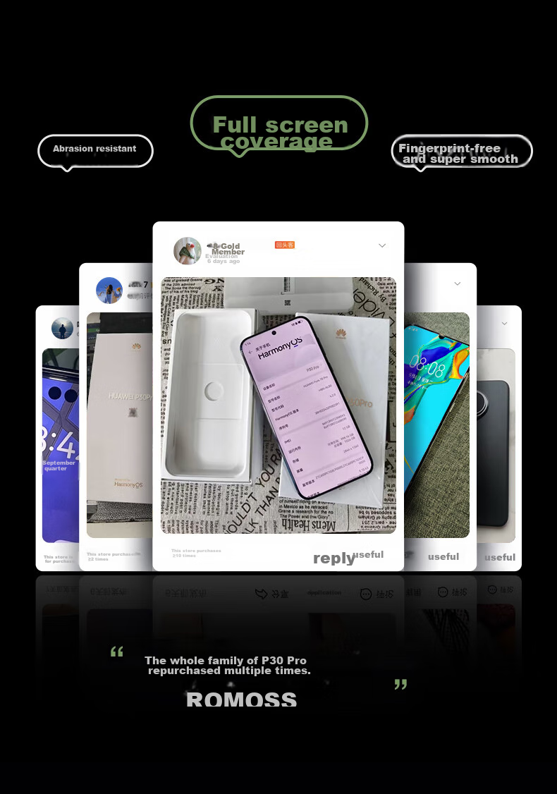 DIVI [2-Pack] Tempered Glass Screen Protector for Huawei P30 Pro, P30 Pro+ Hydrogel Film, Curved Full Coverage Ultra-Thin Anti-Scratch Wear-Resistant Protective Film 3