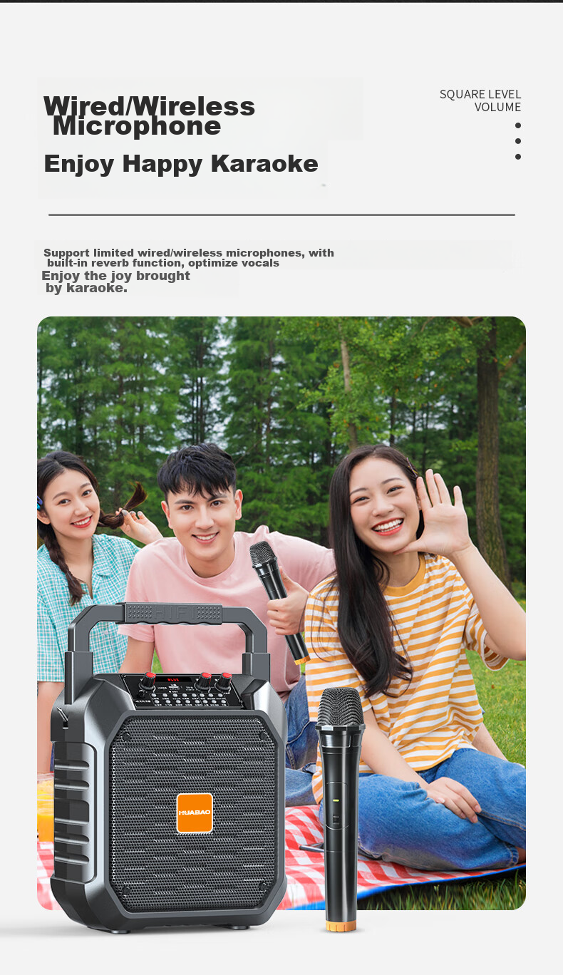 Huabao 1052 Sound Card Version Wireless Bluetooth Speaker with High Volume for Outdoor Square Dancing, Small Portable Handheld Speaker for Home Use, Street Vending, And Cash Collection with Voice Broadcast Functio 7