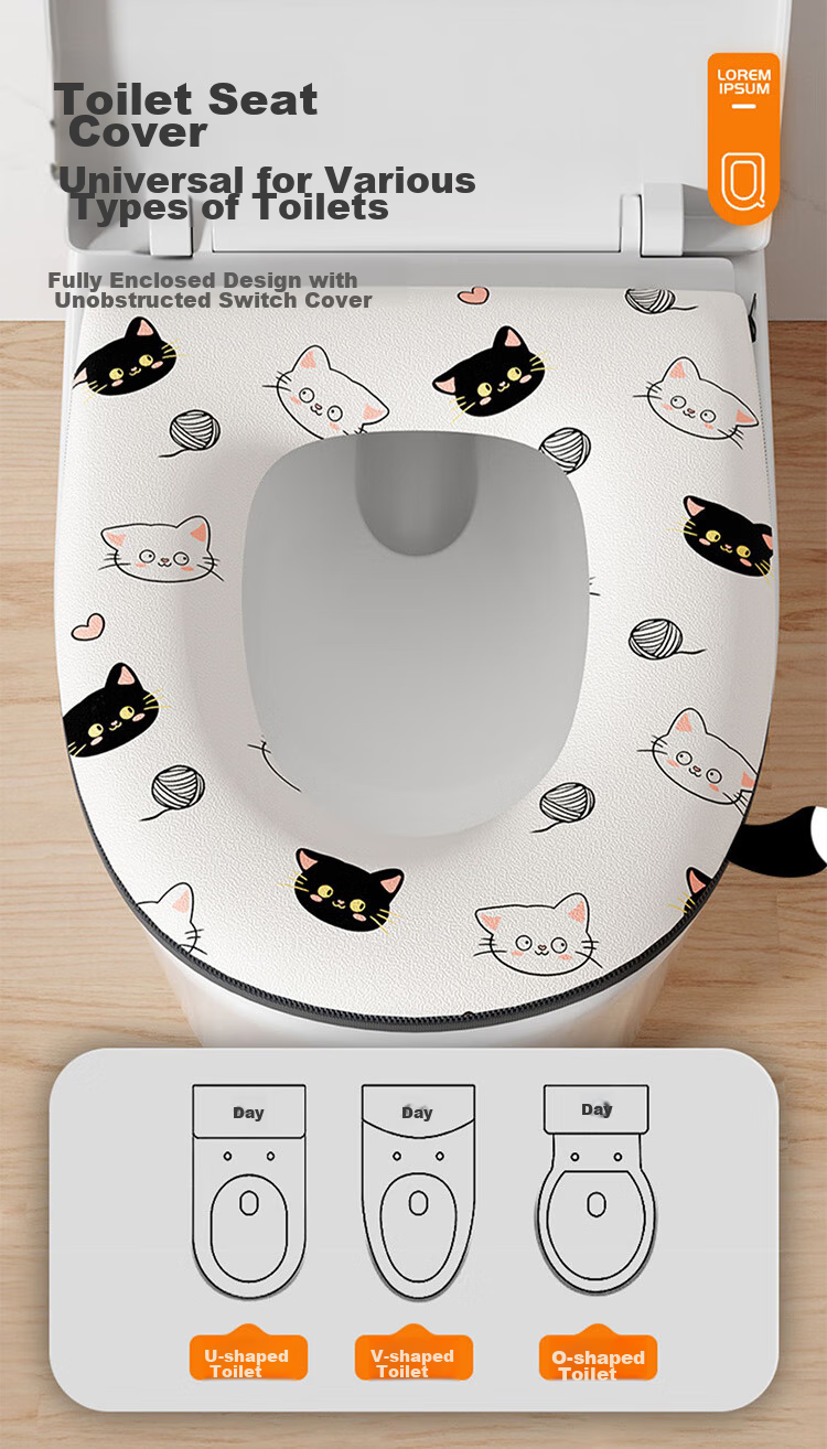 Baoshi Toilet Seat Cover, Waterproof, Universal, Washable Or Disposable, Household Use, Thickened Zipper Style, EVA Full Coverage, Strong Adhesion, Suitable for All Seasons in Bathroom 3