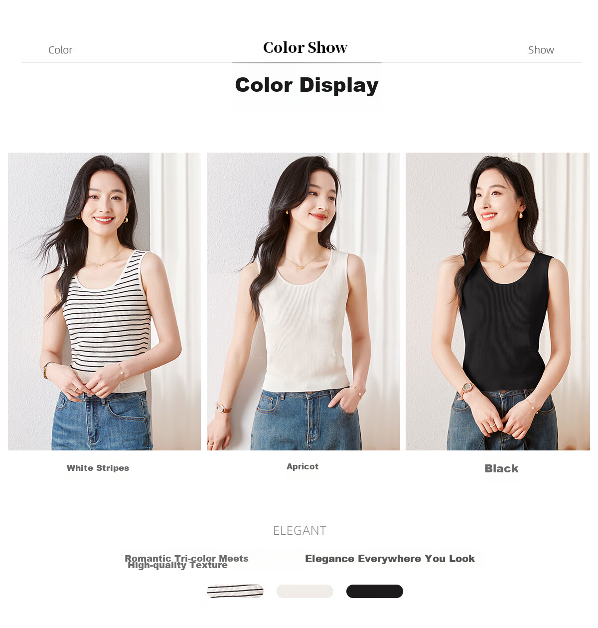 Chushen Spring And Summer Knitted Vest for Women, Simple And Versatile, Large U-Neck Design, Fashionable Inner And Outer Wear Top S62T294 6