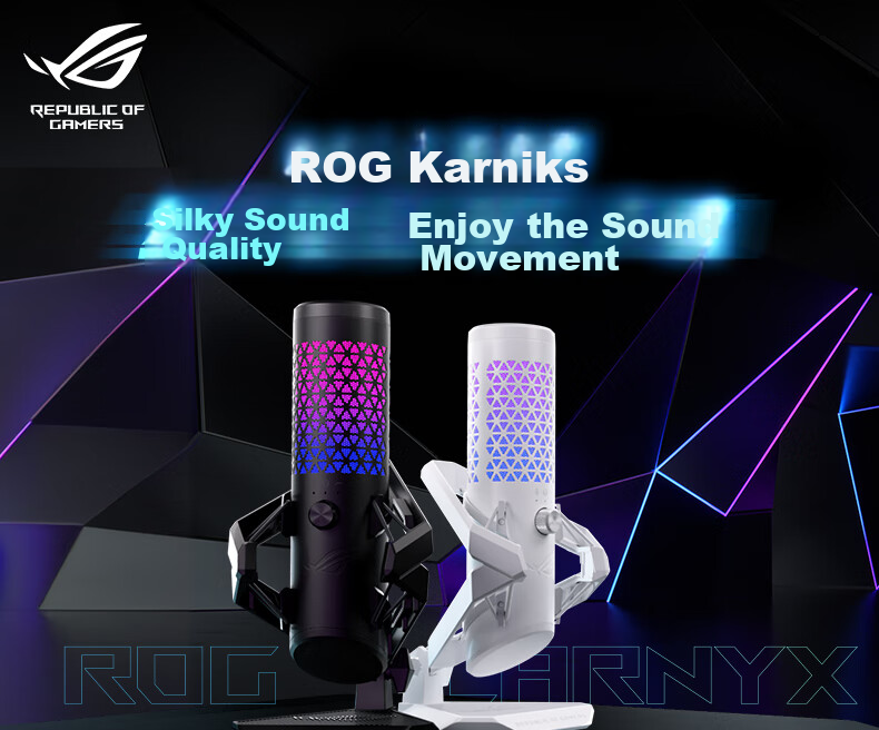 ROG Kaniexi Professional Microphone, Desktop Microphone for Live Streaming, Singing-Specific Microphone, Karaoke Essential, Professional Host High-Q Filter Noise Reduction RGB White 1