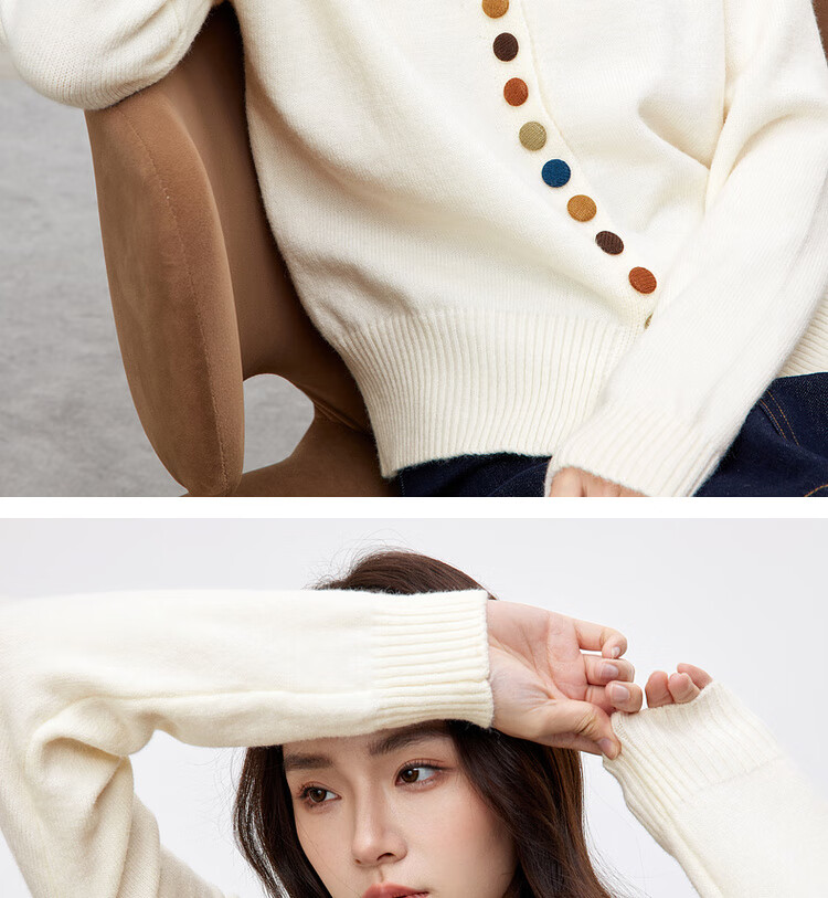 Sentubila Premium Knit Cardigan Women Autumn Winter Loose Slim Fit Petite Long Sleeve Jacket Top Dark Navy JM 20