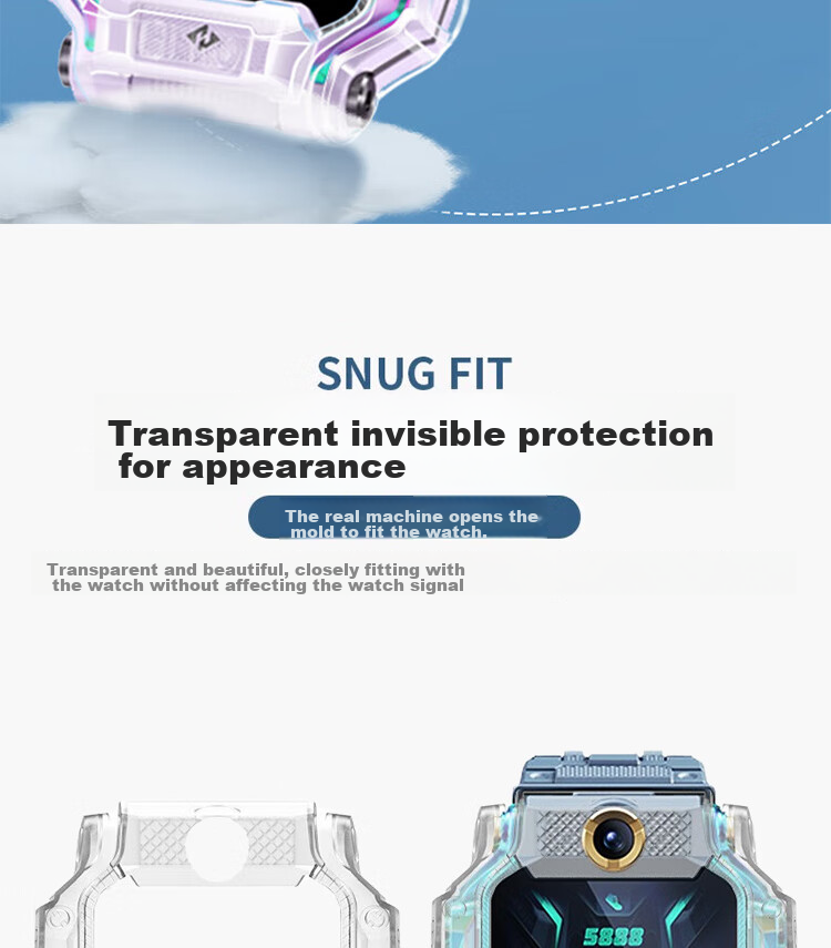 ESCASE Protective Case for Xiaotiancai Children's Smartwatch Z8/Z8A, Slim Shockproof Anti-Collision Full Coverage Outer Shell Accessory, Transparent 6