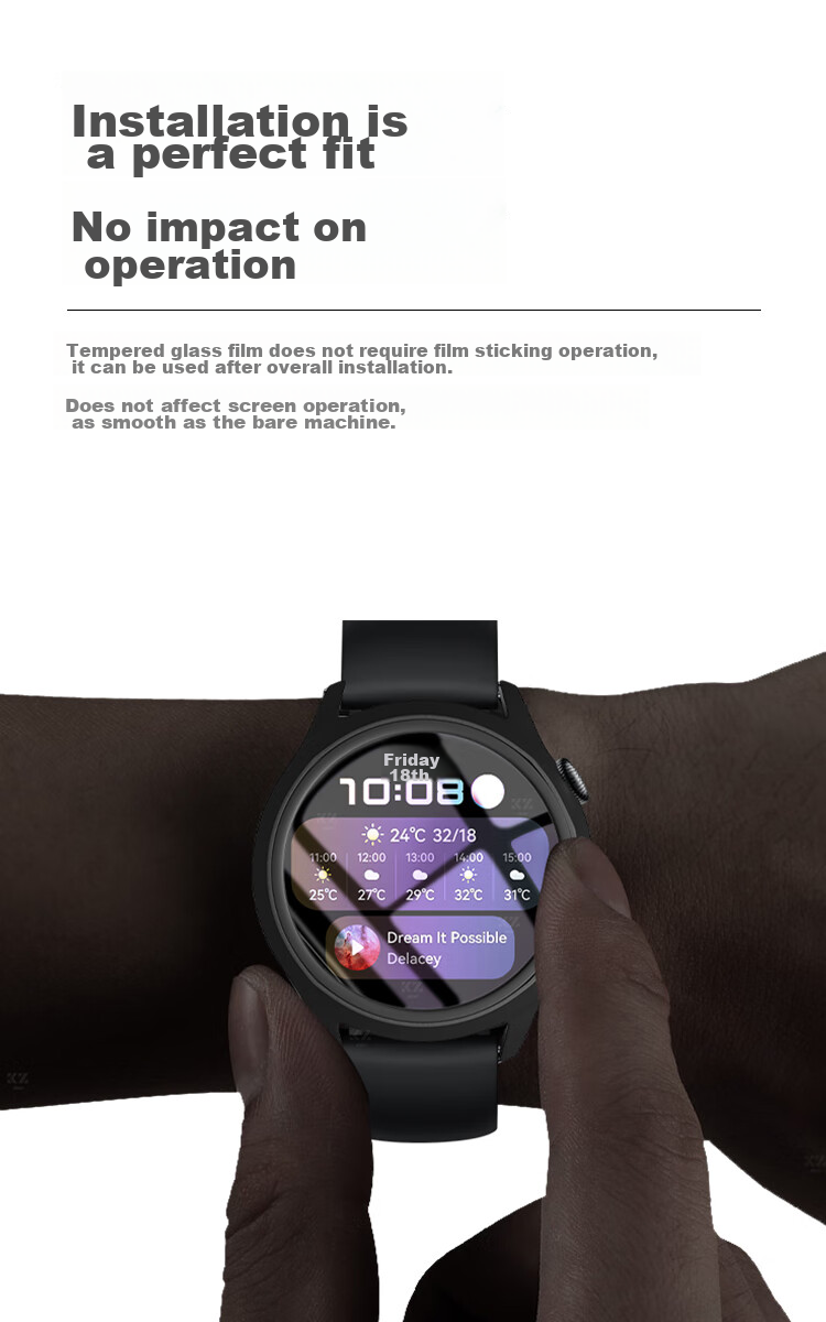 KMaxAI Protective Case with Tempered Glass for Huawei Watch 3, Full Dial Protection Cover, Shockproof Hard Shell, Smartwatch Accessory for Huawei Men's And Women's Watches, Black 4